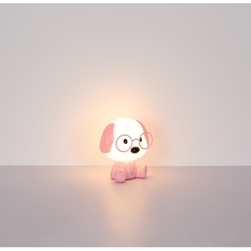 Globo 21761P - Luz nocturna infantil LED recargable y regulable PUPPY 1 W/5 V 500 mAh rosa